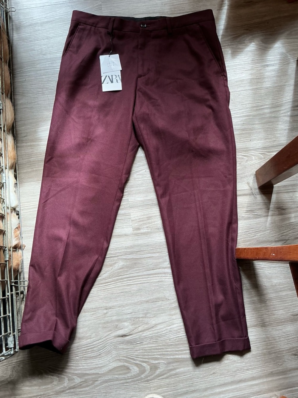 Men's Burgundy Dress Pants - Slim Tapered
